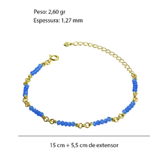 Outlet Pulseira Cristal Azul Marinho Folheado na internet