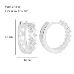 Argola Prat Zig Zag Zircônia Cristal Grande 1,5x1,6cm na internet