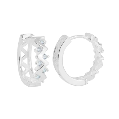 Argola Prat Zig Zag Zircônia Cristal Grande 1,5x1,6cm