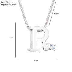 Colar Prata V12 Letra Zircônia Cristal - Via Vizzon Atacado