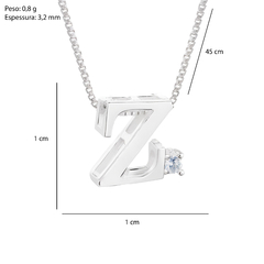 Colar Prata V12 Letra Zircônia Cristal