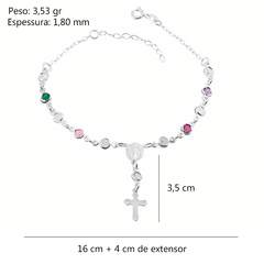Pulseira Prata de terço c/ Zircônias Coloridas na internet