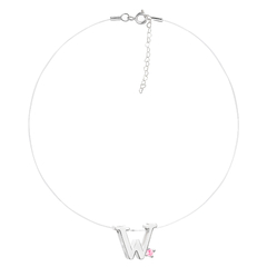 Imagem do Gargantilha Prata Nylon Letra com Zircônia Rosa