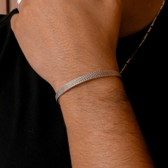 Bracelete Prata Fio Chapado Trabalhado 5mm - comprar online