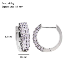 Argola Prata Duas Fileiras de Zircônia Cristal - Via Vizzon