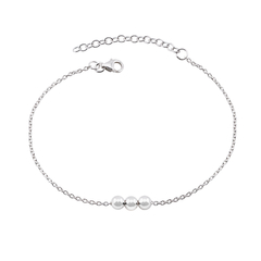 Pulseira Prata Bolinhas 16cm + 3cm