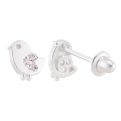 Brinco Prata Infantil Passarinho - Via Vizzon