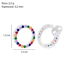 Brinco Circulo Zirconia Colorida na internet