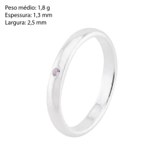 Aliança Prata Zircônia White - Via Vizzon