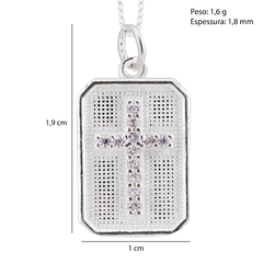 Pingente Prata Cruz Medalha Zirconia Cristal - loja online