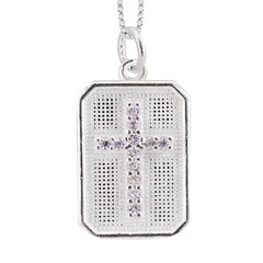 Pingente Prata Cruz Medalha Zirconia Cristal - Via Vizzon