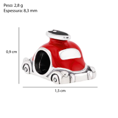 Berloque Prata Fusquinha + Prancha Resinado Vermelho - Via Vizzon