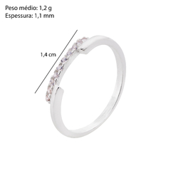 Anel Prata Fio Liso Detalhe com Zircônia - Via Vizzon Atacado