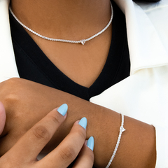 Conjunto Prata Riviera Cristal Coração Pulseira + Colar - comprar online
