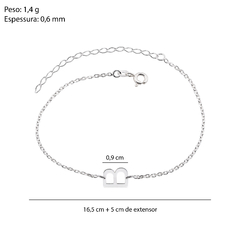 Pulseira Prata Letra Laser 16,5cm+5cm Extensor