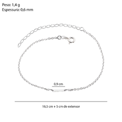 Pulseira Prata Letra Laser 16,5cm+5cm Extensor - Via Vizzon Atacado