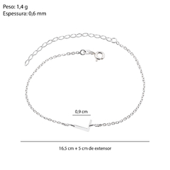 Pulseira Prata Letra Laser 16,5cm+5cm Extensor