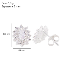 Conjunto Prata Elegante Zirconia Cristal - loja online