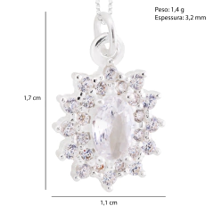 Conjunto Prata Elegante Zirconia Cristal - Via Vizzon