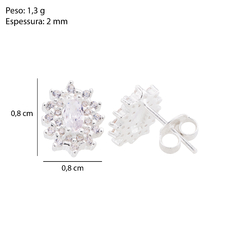 Brinco Prata Elegante Zirconia Cristal - Via Vizzon Atacado