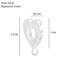 Acessório Prata Berloque Coração Zircônia Cristal - Via Vizzon