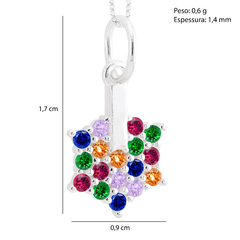 Pingente Prata Estrela Zirconia Colorido - Via Vizzon