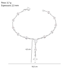 Pulseira Prata Terço com Zircônias 18,5cm - Via Vizzon