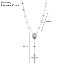 Colar Prata Terço 45cm - Via Vizzon