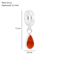 Berloque Ponto de Luz Gota Laranja Escuro 5mm - Via Vizzon