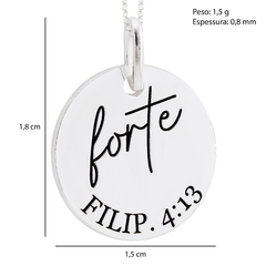 Pingente Prata Medalha 15mm Forte Filip 4:13 - loja online