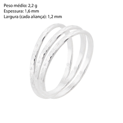 Anel Prata 3 Aros Trabalhados 1,5mm - Via Vizzon