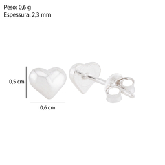 Brinco Prata Coração 6mm - Via Vizzon