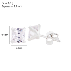 Brinco Prata Ponto de Luz Quadrado 4x4mm - Via Vizzon