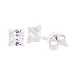 Brinco Prata Ponto de Luz Quadrado 4x4mm - comprar online