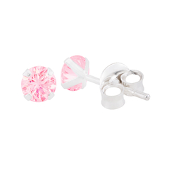 Brinco Prata Ponto de Luz 3,5mm Rosa - comprar online