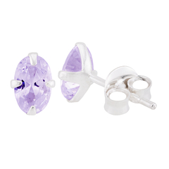 Brinco Prata Ponto de Luz Oval 4x6mm Lilas - comprar online
