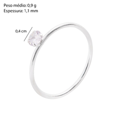Anel Prata Solitário Ponto de Luz 4mm - Via Vizzon