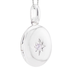Pingente Prata Relicário Oval com Estrela 13x10,5mm - comprar online