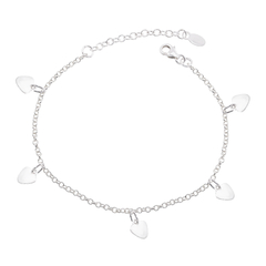 Pulseira Prata 5 Corações Lisos - comprar online