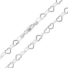 Pulseira Prata Elo de Coração 4,5mm