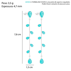Brinco Prata Corrente Gota Zircônia Turmalina Fusion - Via Vizzon