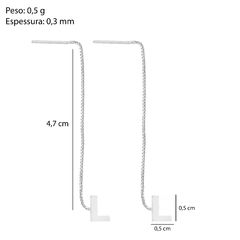 Brinco Prata Letra L 5mm Veneziana 5cm - Via Vizzon Atacado
