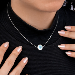 Colar Prata Olho Grego 13mm com Zircônias Cristal 3mm na internet