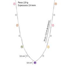 Colar Prata Zircônias Cristal e Coloridas - Via Vizzon