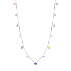 Colar Prata Zircônias Cristal e Coloridas - comprar online