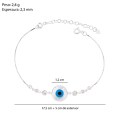 Pulseira Prata Olho Grego 12mm Zircônias Cristal - Via Vizzon