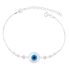 Pulseira Prata Olho Grego 12mm Zircônias Cristal - comprar online