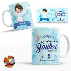 12 Tazas Personalizadas Recuerdo Bautizo Clásico Niño