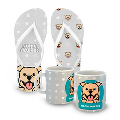 Imagem do LUISA MELL -﻿ KIT CHINELO + CANECA "MEU PET SALVA VIDAS" + DOAÇÃO 50 REAIS - CACHORRO DE RAÇA M / G