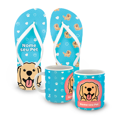 LUISA MELL -﻿ KIT CHINELO + CANECA "MEU PET SALVA VIDAS" + DOAÇÃO 50 REAIS - CACHORRO DE RAÇA M / G